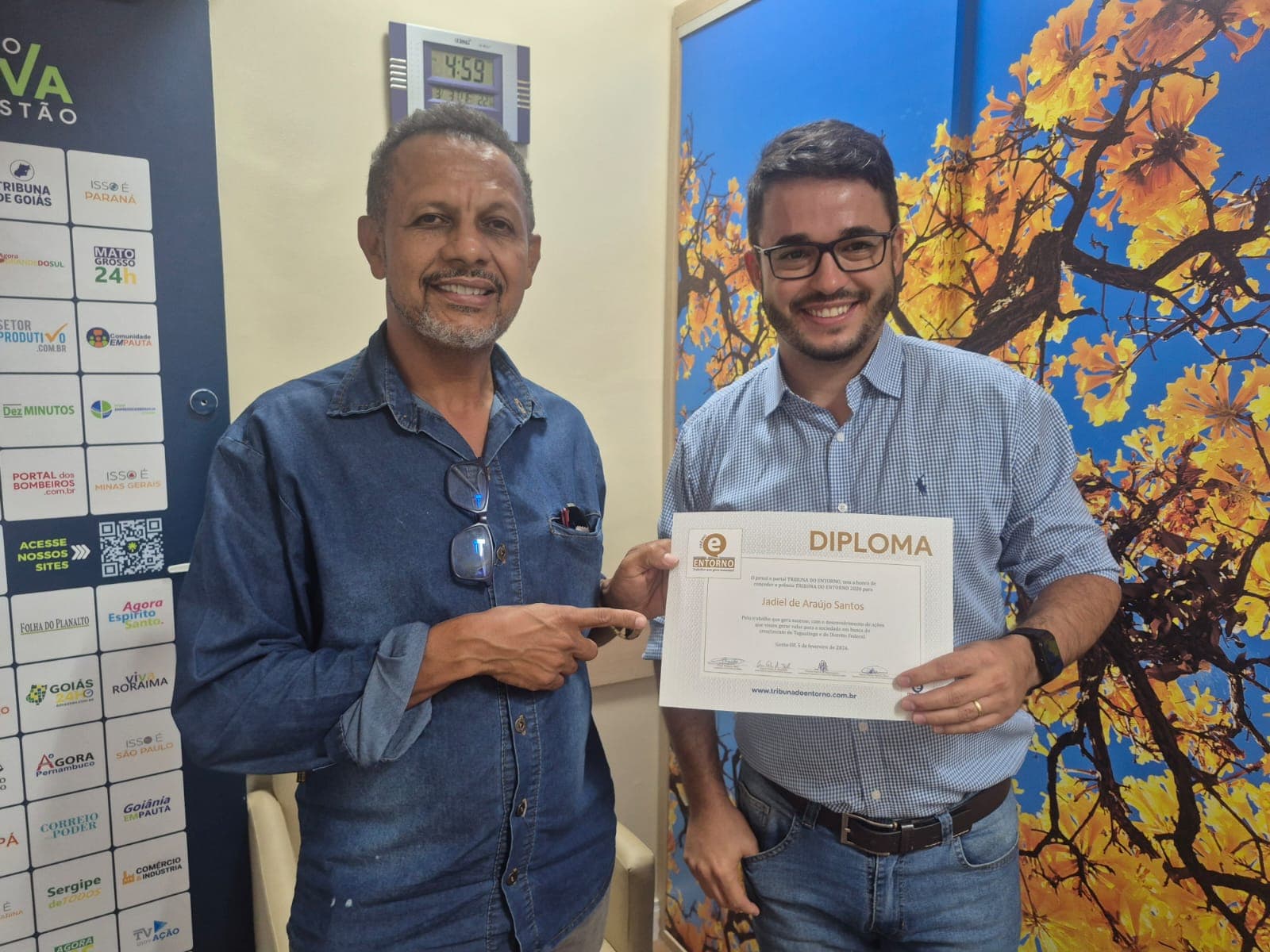 Foto 2 — Prêmio Tribuna do Entorno 2026 reconhece atuação de Jadiel de Araújo Santos